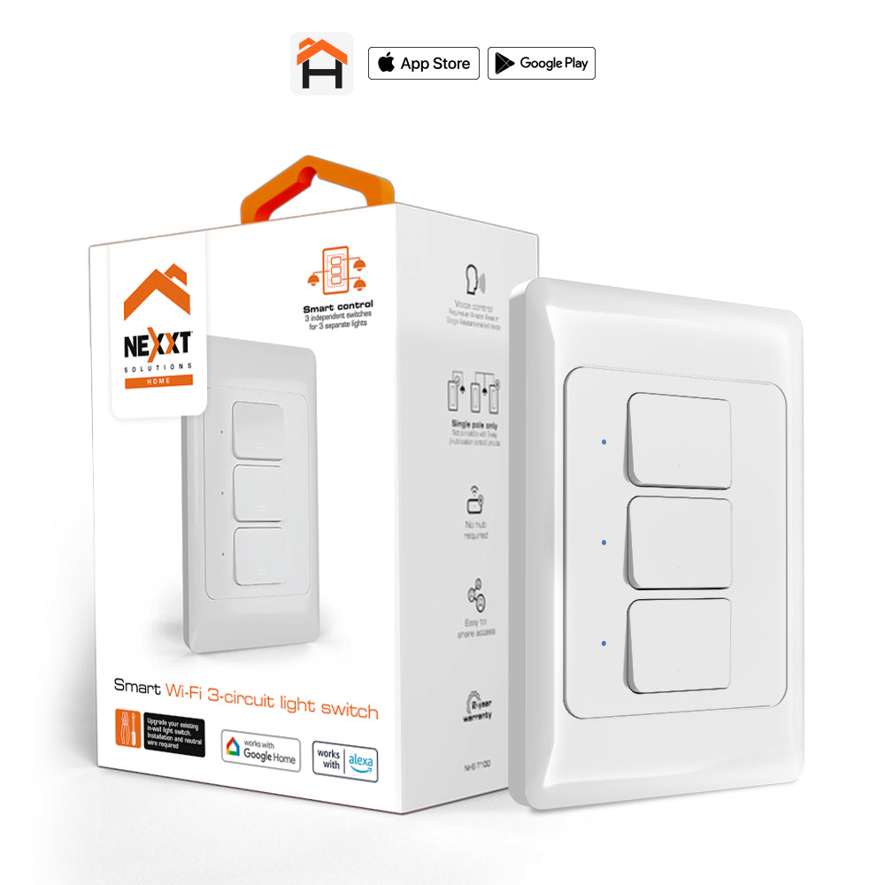 Interruptor de 3 circuitos inteligente con conexión Wi-Fi - Interruptor de 3 circuitos inteligente con conexión Wi-Fi -